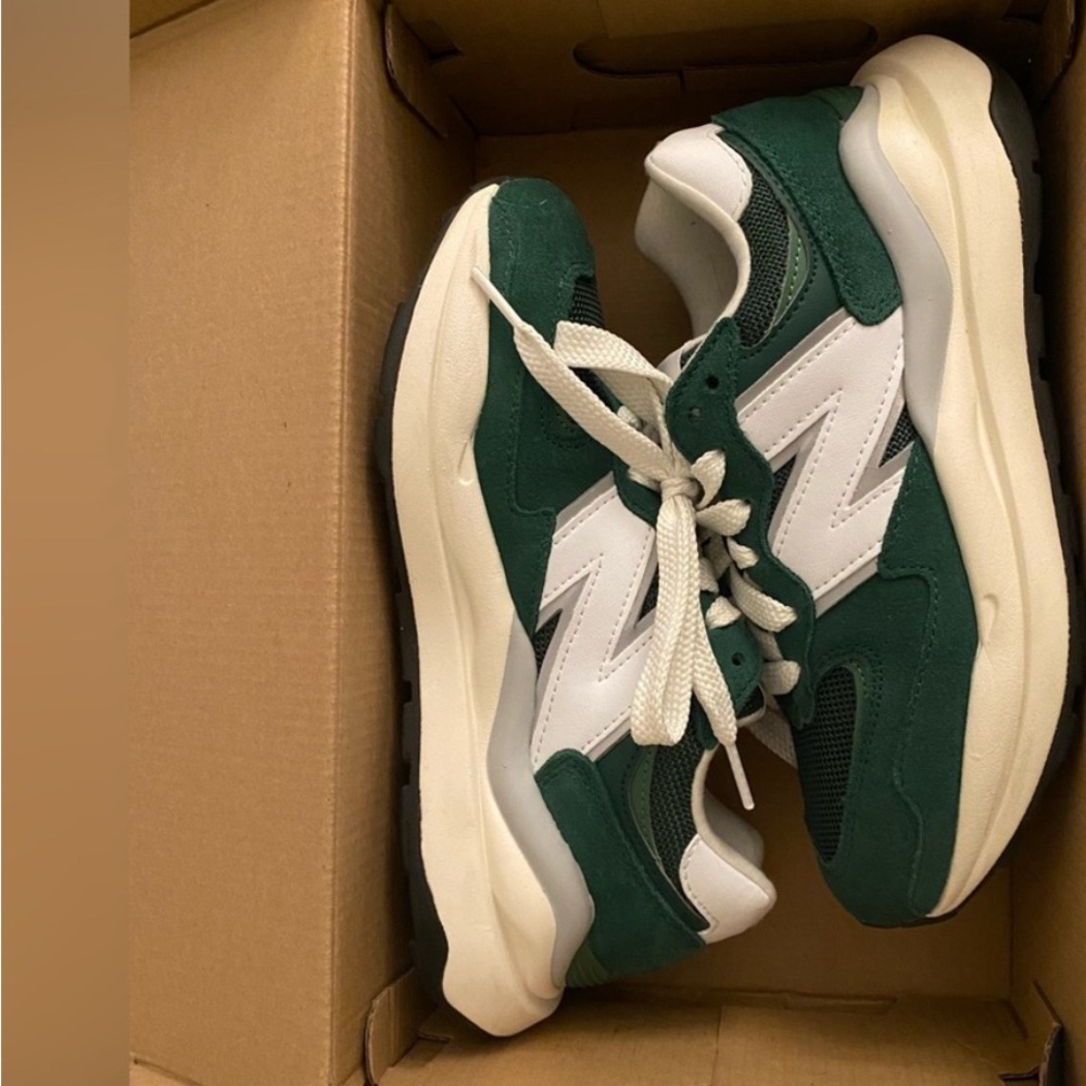 New Balance Green and White Sneakers